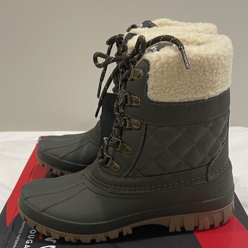 New Storm By Cougar Waterproof Lace Up Winter Boots Carlisle Quilted Olive NIB - Picture 6 of 6